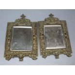 Pair of late Victorian brass framed small mirrors