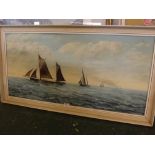 Margaret Clarke, signed, oil on board, H182 at Sea, 18 x 35ins