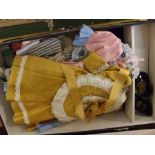 Large chequered trunk: collection of dolls clothes