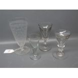 19th century firing glass, various other drinking glasses