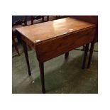 George III mahogany Pembroke table, with single drawer end with ringlet handles on tapering square