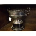 Silver plated pedestal rose bowl, on stand, 11ins wide