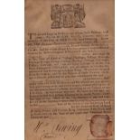 Printed and Manuscript document dated 1782, relating to a James Donnis, Worstead Weaver and him