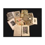 One box: assorted ephemera including Lord Scarborough signed ephemera plus postcards etc