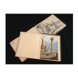 Victorian scrap album: original pencil drawing and pen, ink and watercolour drawings, plus various