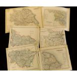 Packet: 6 assorted 19th century Yorkshire engraved hand coloured maps (6)