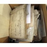 One box: good quantity assorted mainly circa 18th-19th century vellum and other documents and deeds