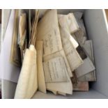 One box: good quantity assorted mainly circa 18th-19th century vellum and other documents and deeds