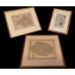 J CARY: NORFOLK, engraved hand coloured map circa 1818, approx 210 x 260mm framed and glazed plus