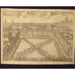 Packet: 3 engraved London views, ex-Stow's Survey circa 1720, Charterhouse Square, Grosvenor