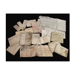 Two packets: 40+ late 18th/19th century vellum deeds relating to property and persons in Surrey,