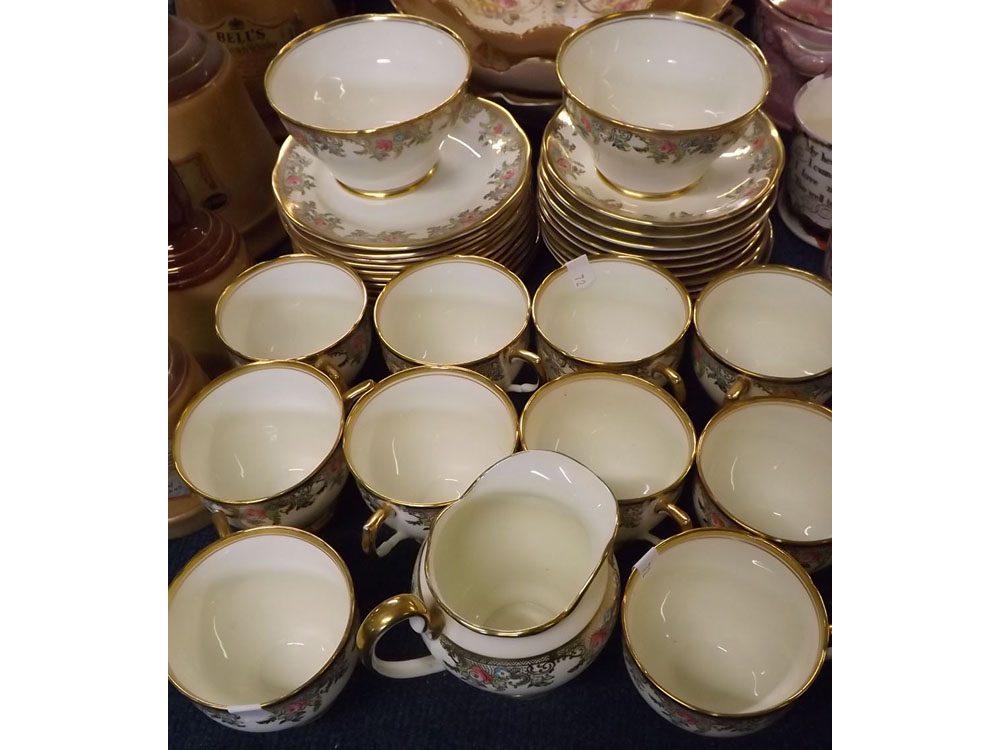 Quantity of Salisbury part tea wares, with gilded and floral rimmed decoration, comprising ten