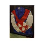 Lester Piggott, signed and inscribed "Jockey's Colours", circa 1950/60s, inscribed "To Joanne,