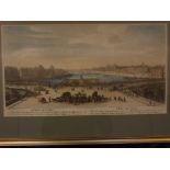 After F Rigaud, engraved by P Angier, hand coloured engraving, "A View of Paris", 9 x 18ins
