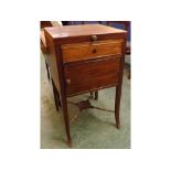 Georgian mahogany wash stand with lift up lid and open well, with single panelled cupboard door with