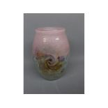 20th century Studio glass vase, decorated with cream and swirl design, 8 1/2 ins tall