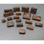 Group of eighteen copper printing blocks, of the Industrial Revolution