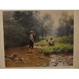 Tony Sheath, signed in pencil to margin, two limited edition coloured prints, Young boys fishing, 14
