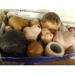 Box of various composition and other vintage doll heads