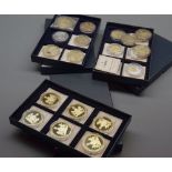 Three boxes: large quantity of gold and silver plated Royal Commemorative coinage