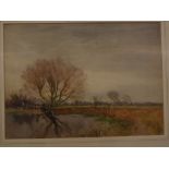 William Tatton Winter, monogrammed, watercolour, Country landscape, 10 x 13 ins; together with two