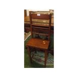 19th century mahogany child's correctional chair with ladder back on tapering square legs