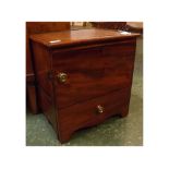 Late 19th century mahogany step commode of rectangular form with inset leather top with step with