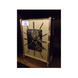 Brass framed 1970s Kundo electronic mantel clock, 7 1/2 x 6ins