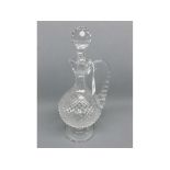 Waterford clear glass and facetted claret jug, with matching stopper, 13ins tall