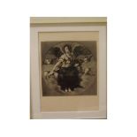 Black and white print, Angels, 5 1/2 x 5 1/2 ins