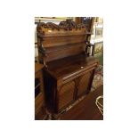 19th century rosewood chiffonier, top fitted with two shelves with scrolling supports and single