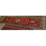 Caucasian coral ground floor runner with floral decoration, 120ins long