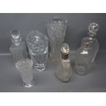 Mixed lot of glass ware including various decanters and vases, largest 12 ins high (7)