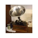 Table top Edison Standard Phonograph, with three extra reels and chromium horn, Serial No S141921,