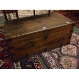 Early 20th century camphorwood chest with metal corners and escutcheon and void interior, 41ins wide