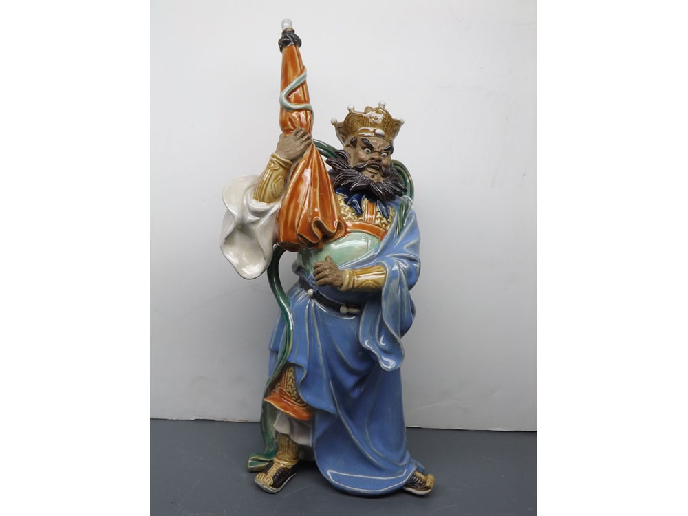 Large Oriental pottery figure, 19ins high