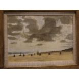 John Maddison, signed watercolour, Beach scene, 7 x 9 1/2 ins