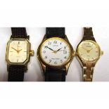Mixed Lot: three various ladies gold plated wrist watches including Timex, Lorus and Sekonda,