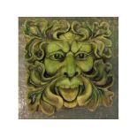 Composition Green Man mask, 11ins x 11ins