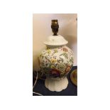 Copeland Spode Gainsborough floral printed electric lamp (lacking shade), 12ins tall