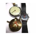 Mixed Lot: Ingersoll "Yachtsman" stop watch of open face keyless form together with a further