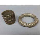 Two Indian metal bangles with beadwork detail (2)