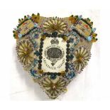 Early 20th century Grenadier Guards sweetheart pin cushion, decorated throughout with coloured pin