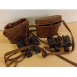 Two leather cased pairs of vintage binoculars (2)