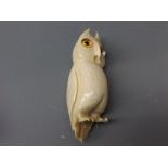 Composition model of an owl with glass eyes (mount), 6ins tall