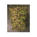 Composition Green Man mask, 13ins x 10ins