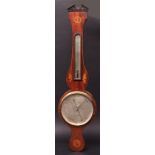 Early 19th century mahogany and boxwood line inlaid wheel barometer, Joseph Monti, the case with