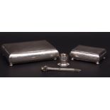 First half of the 20th century German silver smokers set comprising a large cigar box and smaller