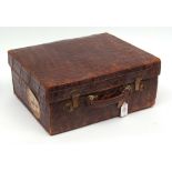 Early 20th century stitched leather toiletry case, Barker s Kensington maker with brass fittings and
