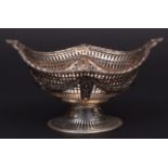 Late Victorian table basket with cast and applied foliate and shell border to a pierced gallery with